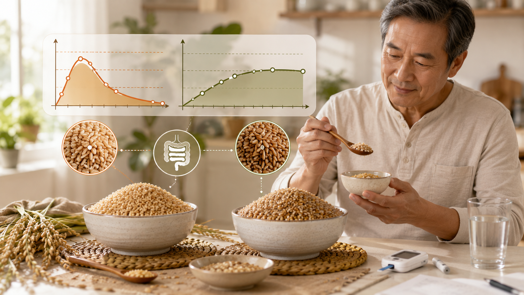 40岁以上血糖偏高人群选糙米 对比普通糙米升糖速度与膳食纤维含量有何差异