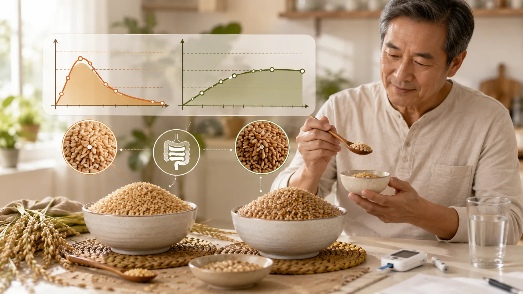 40岁以上血糖偏高人群选糙米 对比普通糙米升糖速度与膳食纤维含量有何差异
